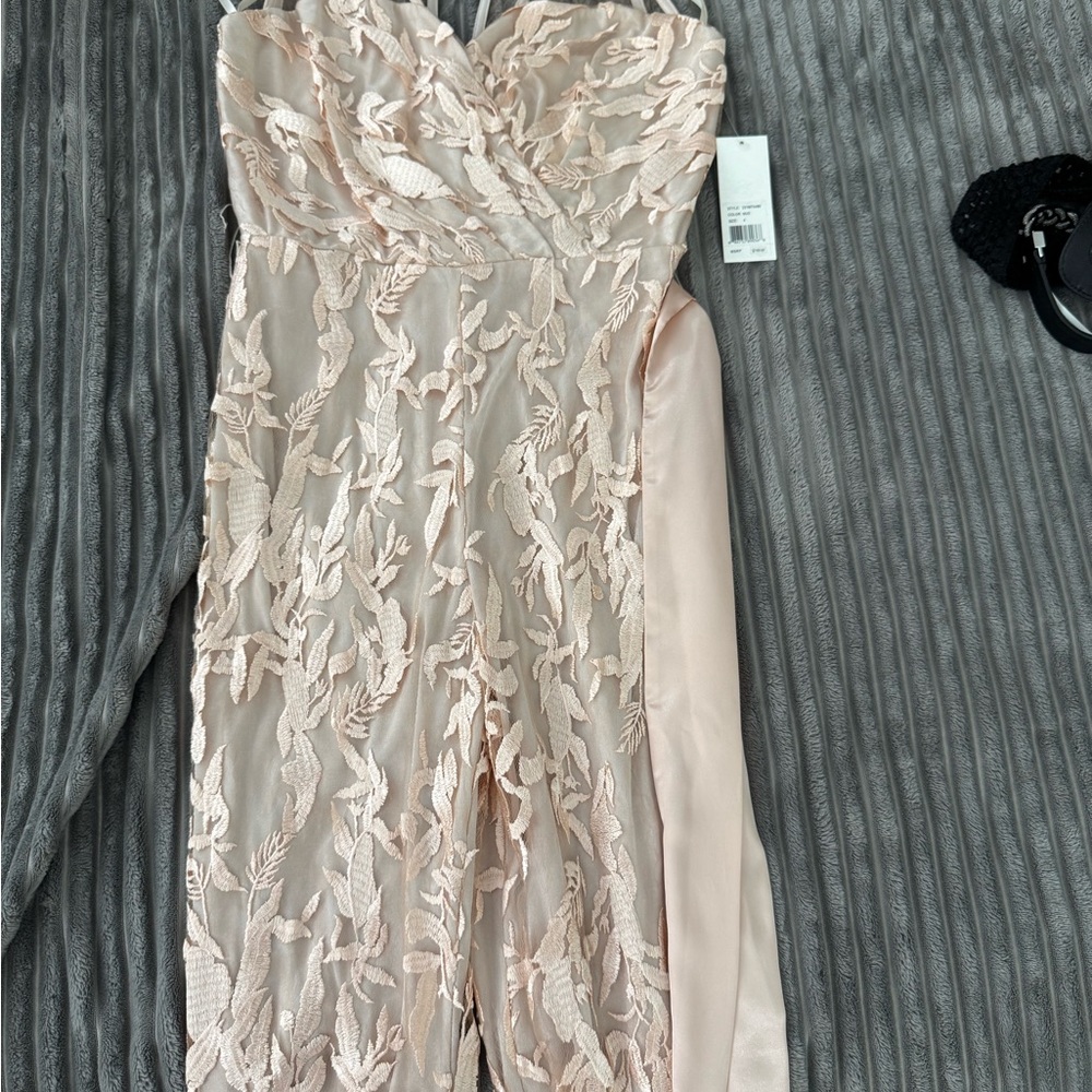 Elegant Lace Overlay Romper in Cream